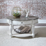 Liberty Furniture - Magnolia Manor Round Cocktail Table - Antique White - White|Dark Brown Wood - Tables - Additional View 1