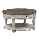 Liberty Furniture - Magnolia Manor Round Cocktail Table - Antique White - White|Dark Brown Wood - Tables - Additional View 3