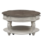 Liberty Furniture - Magnolia Manor Round Cocktail Table - Antique White - White|Dark Brown Wood - Tables - Additional View 4