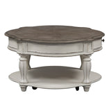 Liberty Furniture - Magnolia Manor Round Cocktail Table - Antique White - White|Dark Brown Wood - Tables - Additional View 4