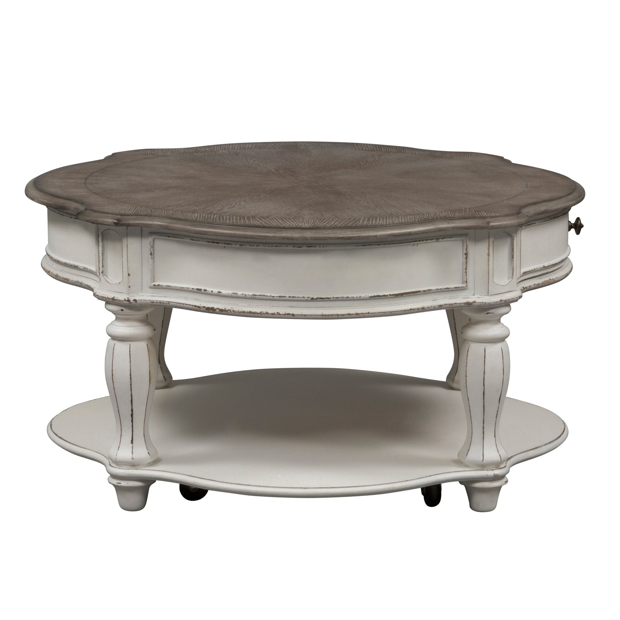Liberty Furniture - Magnolia Manor Round Cocktail Table - Antique White - White|Dark Brown Wood - Tables - Additional View 4