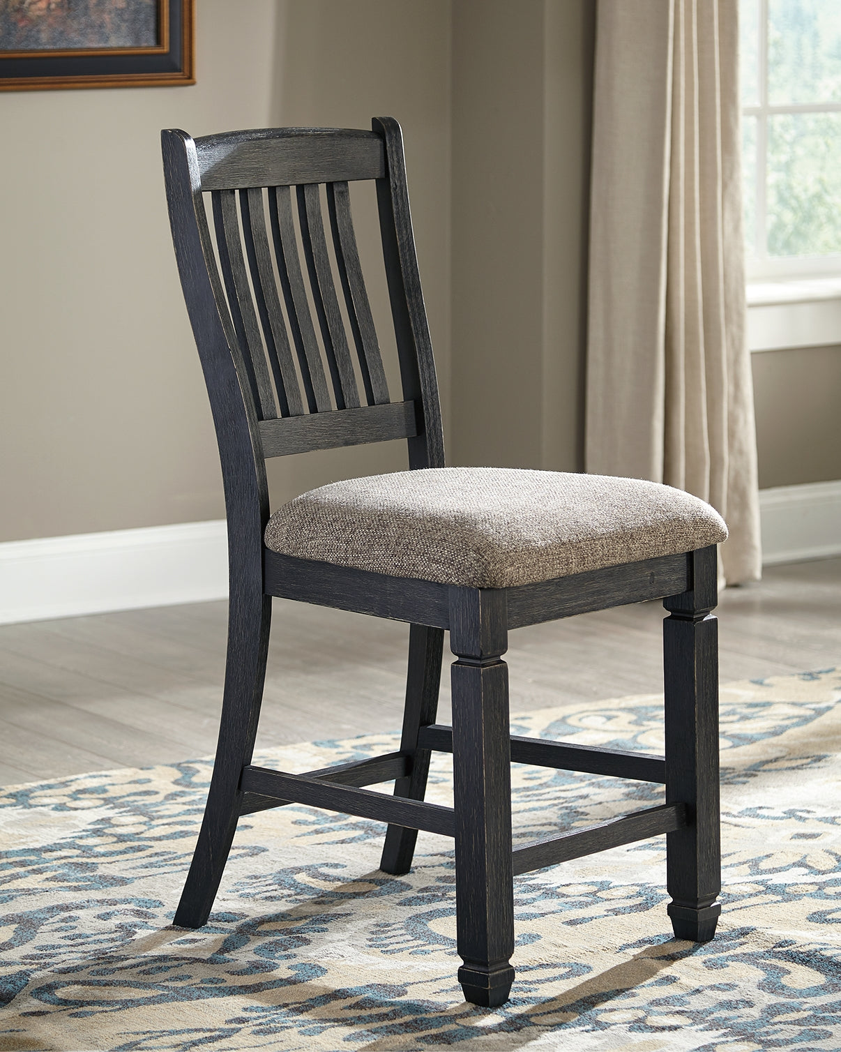 Ashley Furniture - Tyler Creek Upholstered 24" Barstool - Beige Fabric|Wood - Stools - Additional View 1
