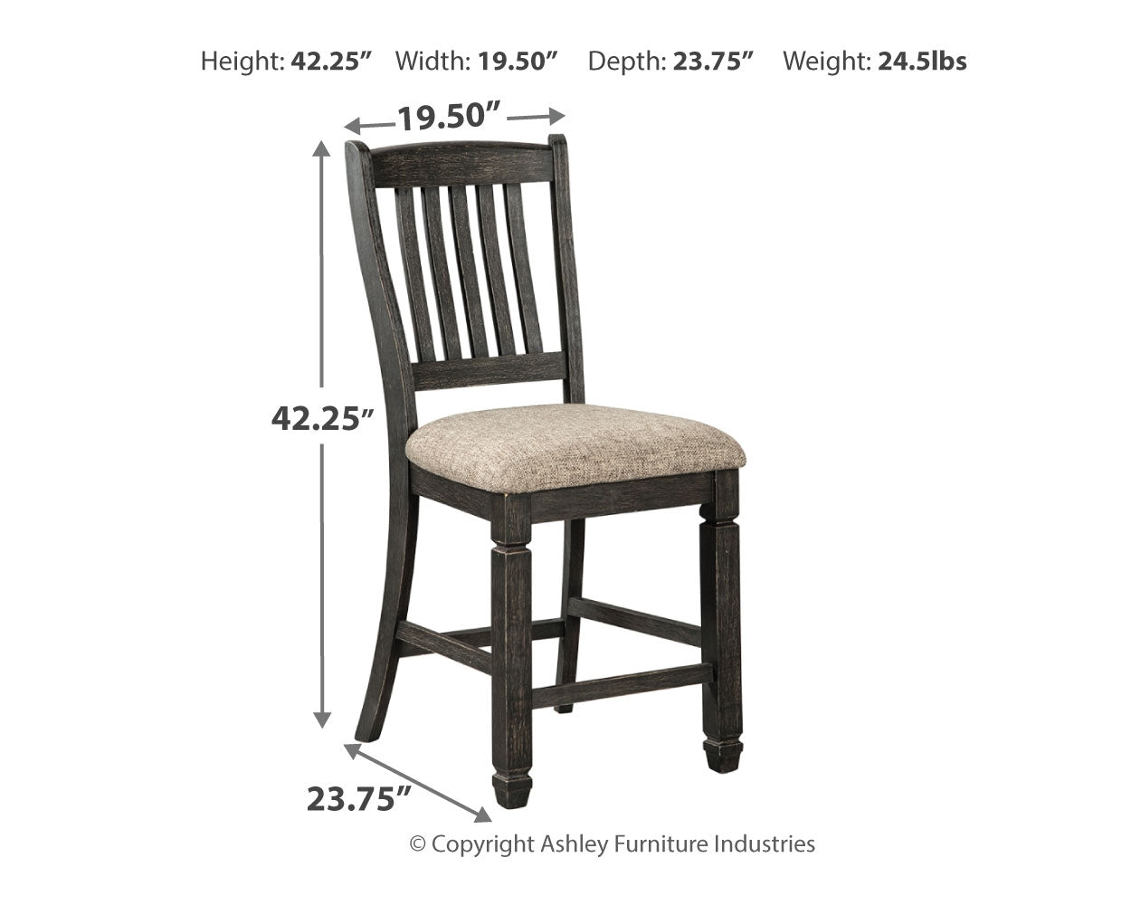 Ashley Furniture - Tyler Creek Upholstered 24" Barstool - Beige Fabric|Wood - Stools - Additional View 4