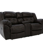 Hudson Leather Power Loveseat With Console - Chocolate