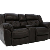 Hudson Leather Power Loveseat With Console - Chocolate