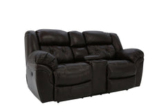 Hudson Leather Power Loveseat With Console - Chocolate