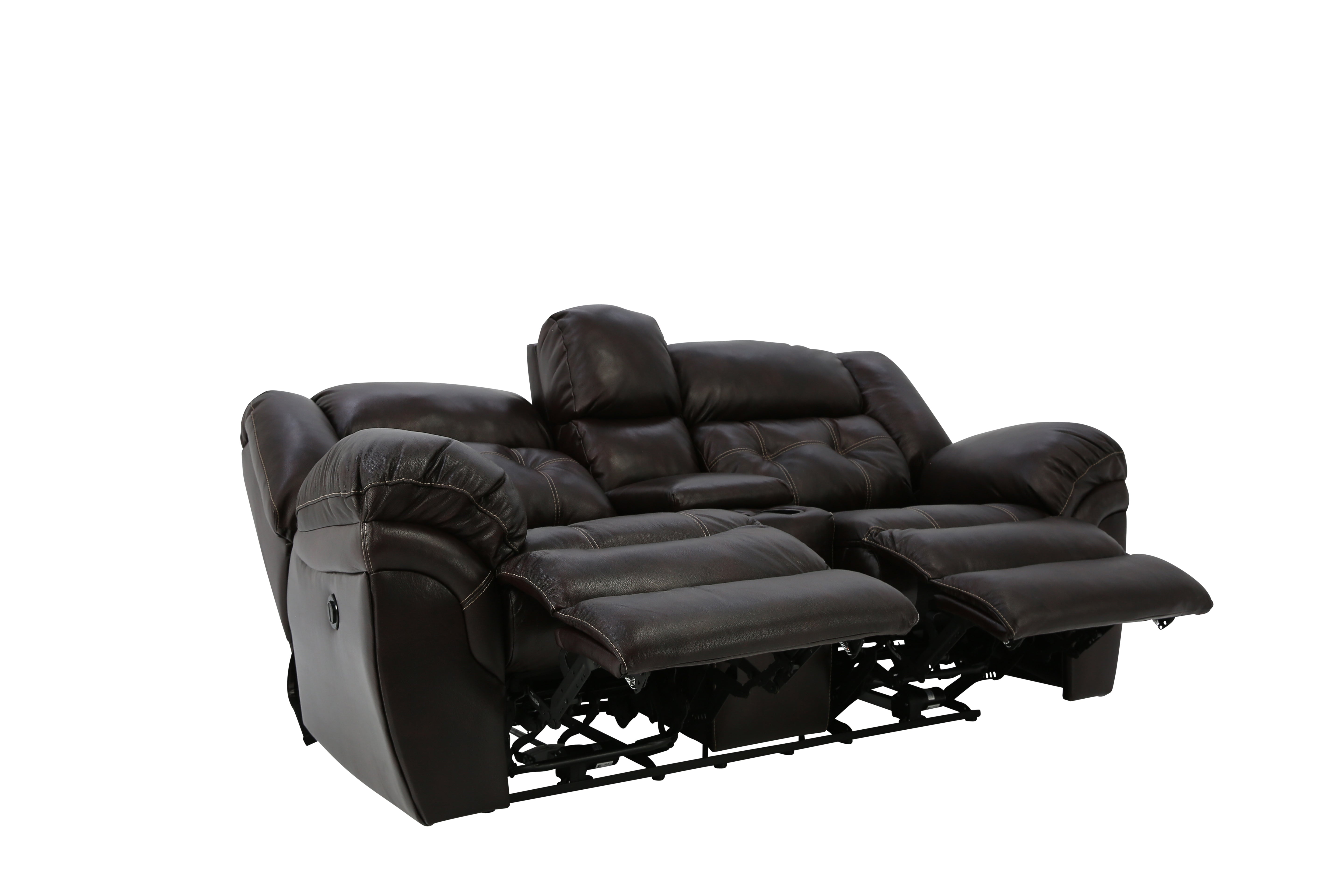 Hudson Leather Power Loveseat With Console - Chocolate - Additional View 1