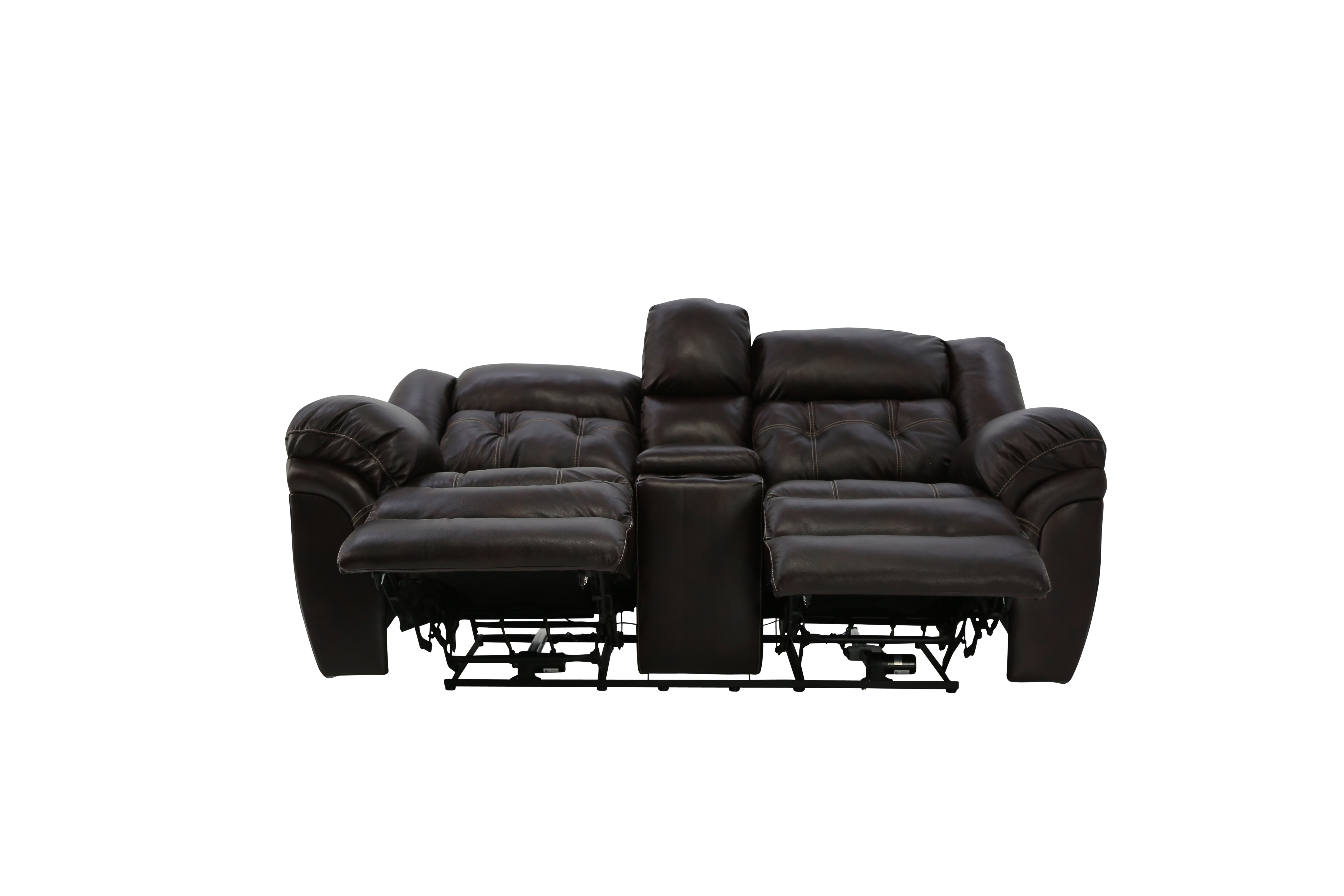 Hudson Leather Power Loveseat With Console - Chocolate - Additional View 2