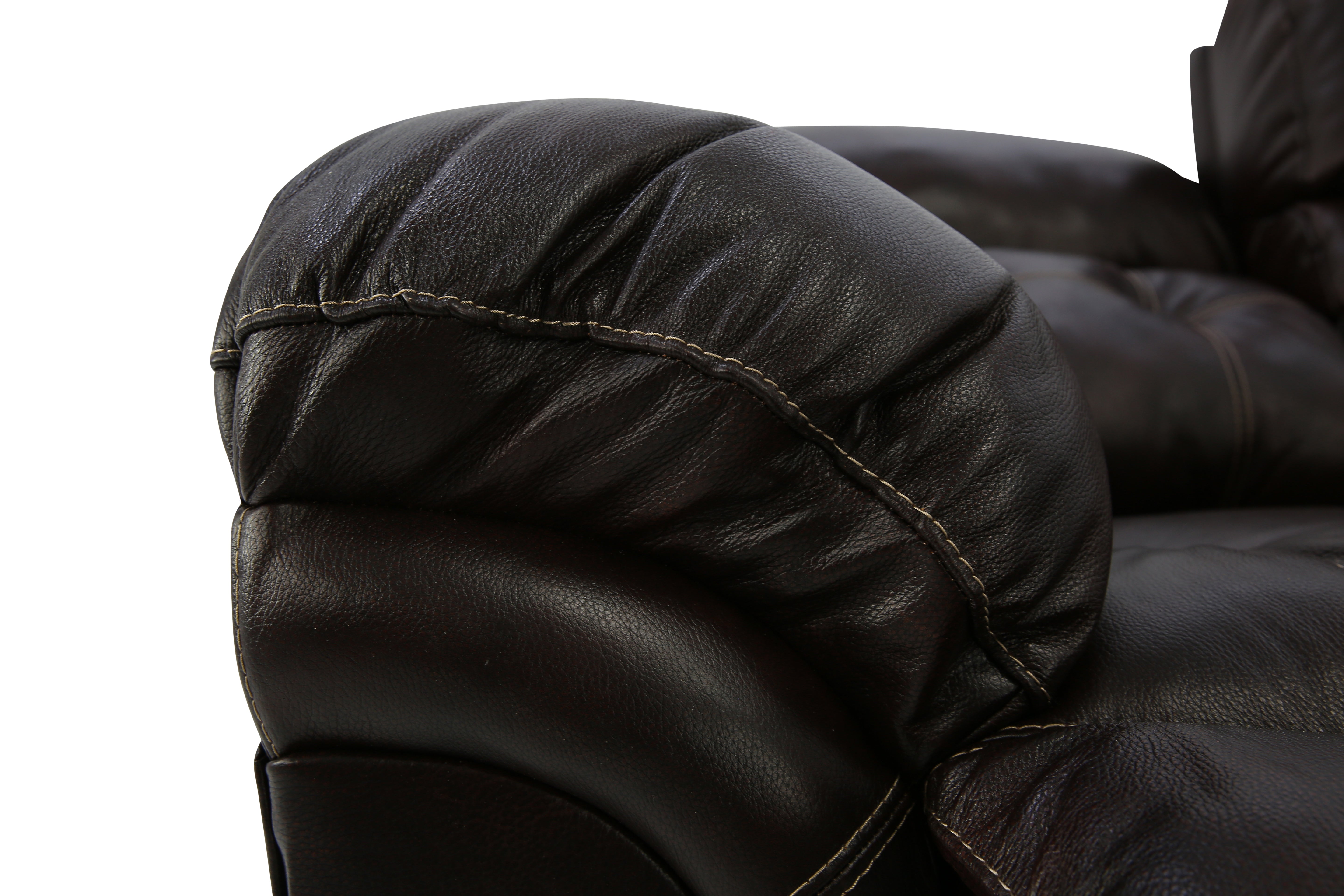Hudson Leather Power Loveseat With Console - Chocolate - Additional View 3
