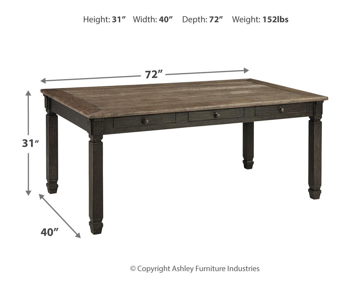 Ashley Furniture - Tyler Creek Dining Table - Dark Gray Wood - Tables - Additional View 2