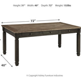 Ashley Furniture - Tyler Creek Dining Table - Dark Gray Wood - Tables - Additional View 2