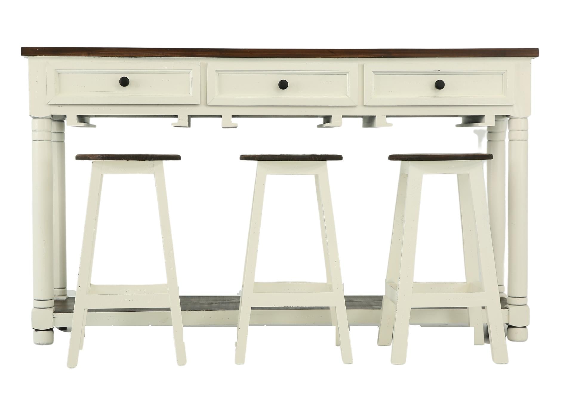 TRADITIONAL KITCHEN ISLAND WITH STOOLS