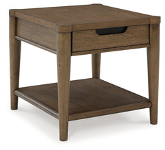 Ashley Furniture - ROANHOWE END TABLE - Dark Brown Wood - Tables
