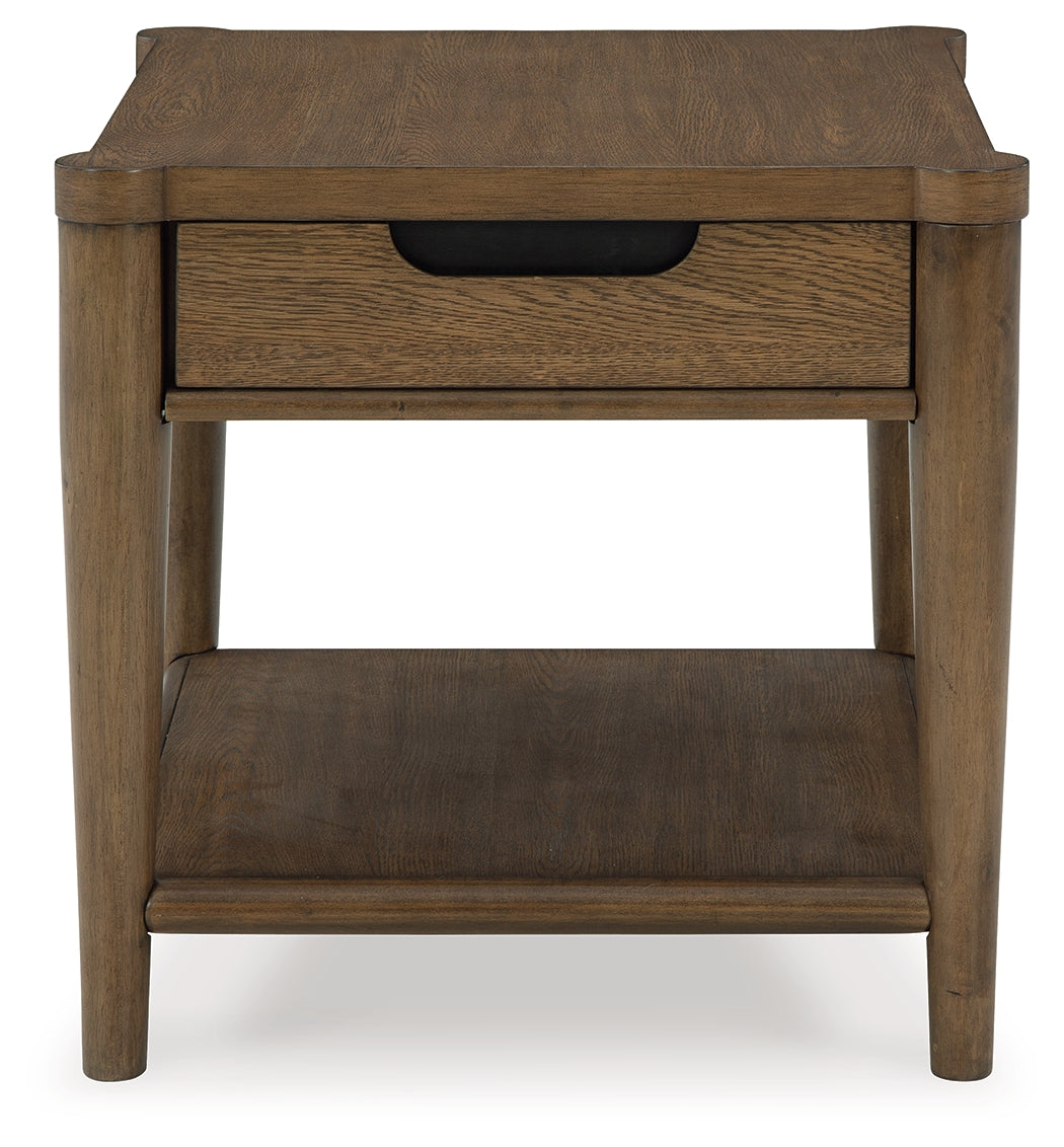 Ashley Furniture - ROANHOWE END TABLE - Dark Brown Wood - Tables - Additional View 3