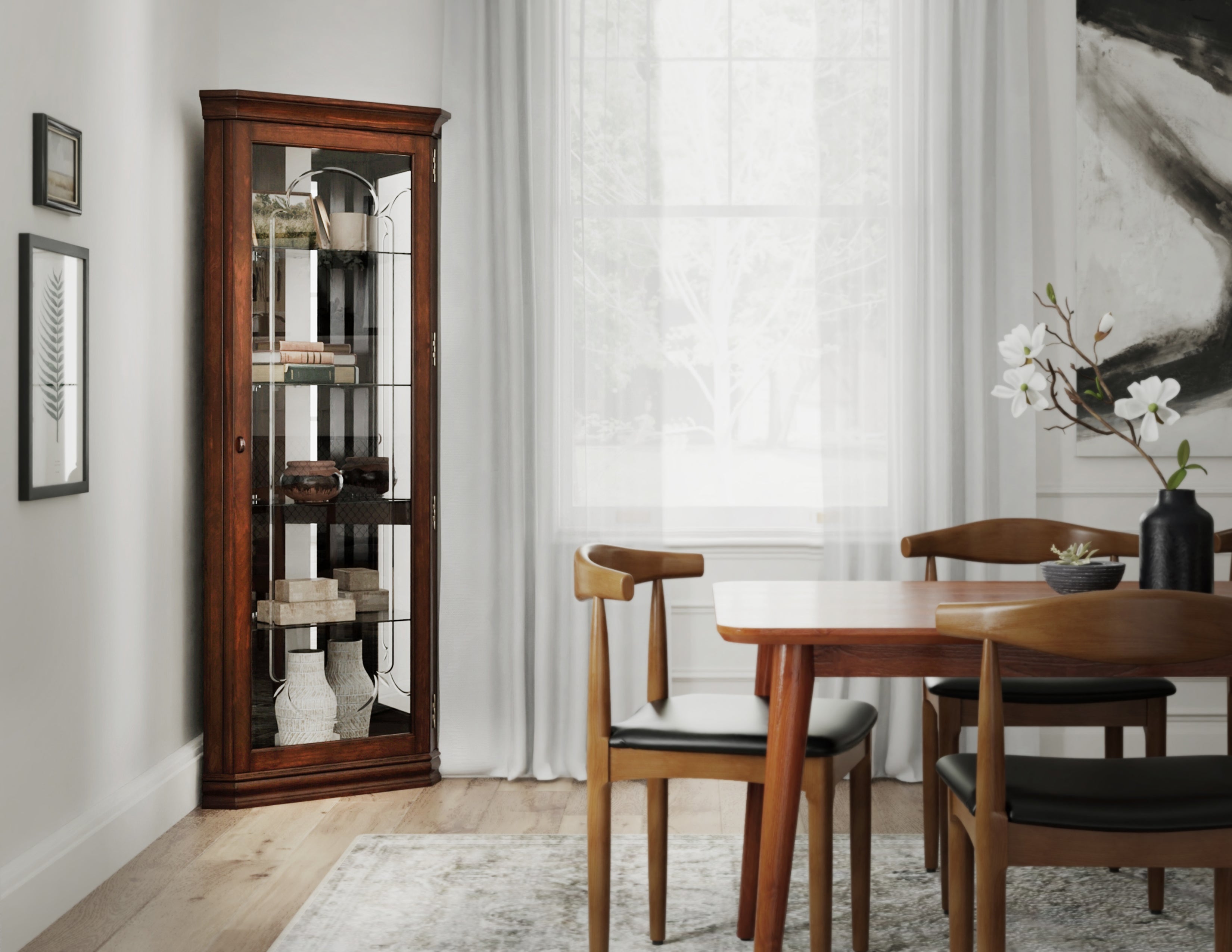 Pulaski Furniture - VICTORIAN CORNER CURIO CABINET - Dark Brown Wood|Glass - Cabinets - Additional View 5