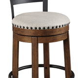 Ashley Furniture - Valebeck 24" Swivel Barstool - Brown - Dark Brown Fabric|Metal|Wood - Stools
