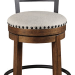 Ashley Furniture - Valebeck 24" Swivel Barstool - Brown - Dark Brown Fabric|Metal|Wood - Stools - Additional View 2