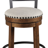 Ashley Furniture - Valebeck 24" Swivel Barstool - Brown - Dark Brown Fabric|Metal|Wood - Stools - Additional View 2