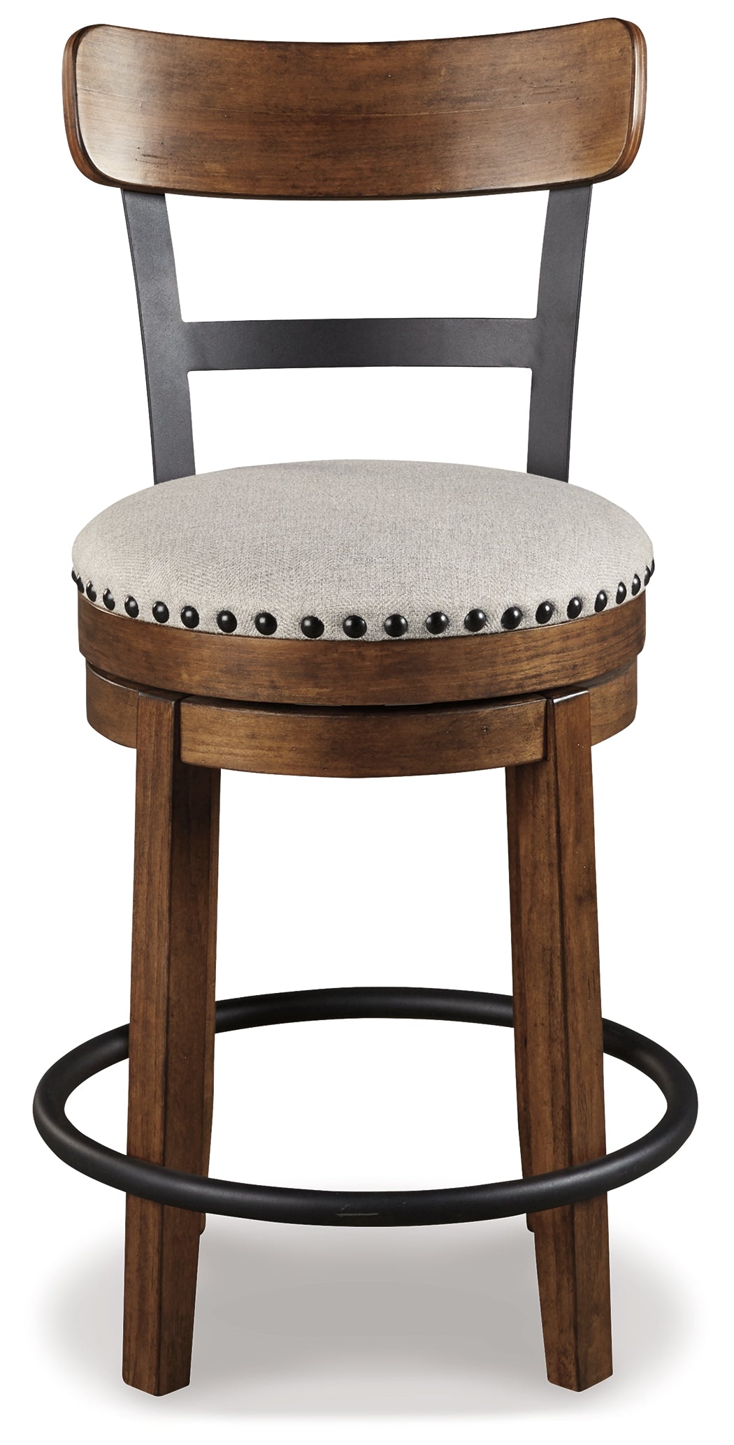 Ashley Furniture - Valebeck 24" Swivel Barstool - Brown - Dark Brown Fabric|Metal|Wood - Stools - Additional View 2