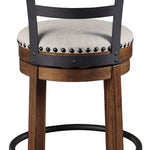 Ashley Furniture - Valebeck 24" Swivel Barstool - Brown - Dark Brown Fabric|Metal|Wood - Stools - Additional View 4