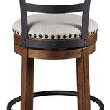Ashley Furniture - Valebeck 24" Swivel Barstool - Brown - Dark Brown Fabric|Metal|Wood - Stools - Additional View 4