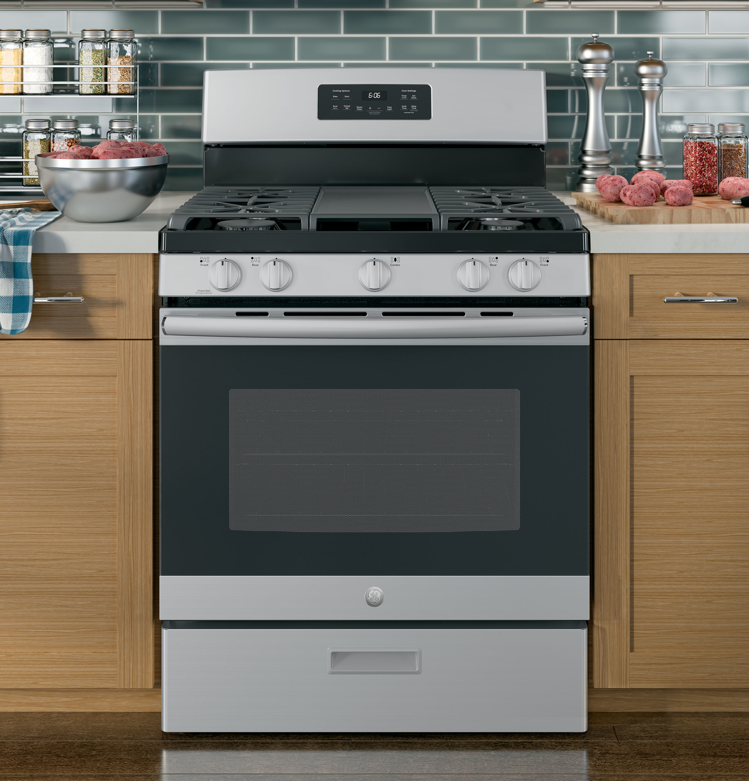 GE STAINLESS STEEL 30" FREE-STANDING GAS RANGE - Pearl Silver|Black - Ranges - Additional View 13