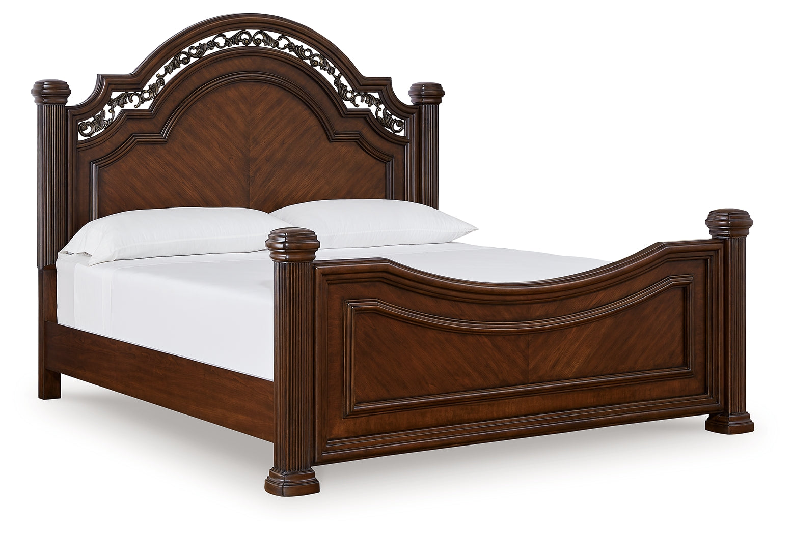 Ashley Furniture - Lavinton King Poster Bed - Brown - Dark Brown Wood - Beds