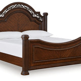 Ashley Furniture - Lavinton King Poster Bed - Brown - Dark Brown Wood - Beds
