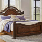 Ashley Furniture - Lavinton King Poster Bed - Brown - Dark Brown Wood - Beds - Additional View 1