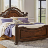 Ashley Furniture - Lavinton King Poster Bed - Brown - Dark Brown Wood - Beds - Additional View 1