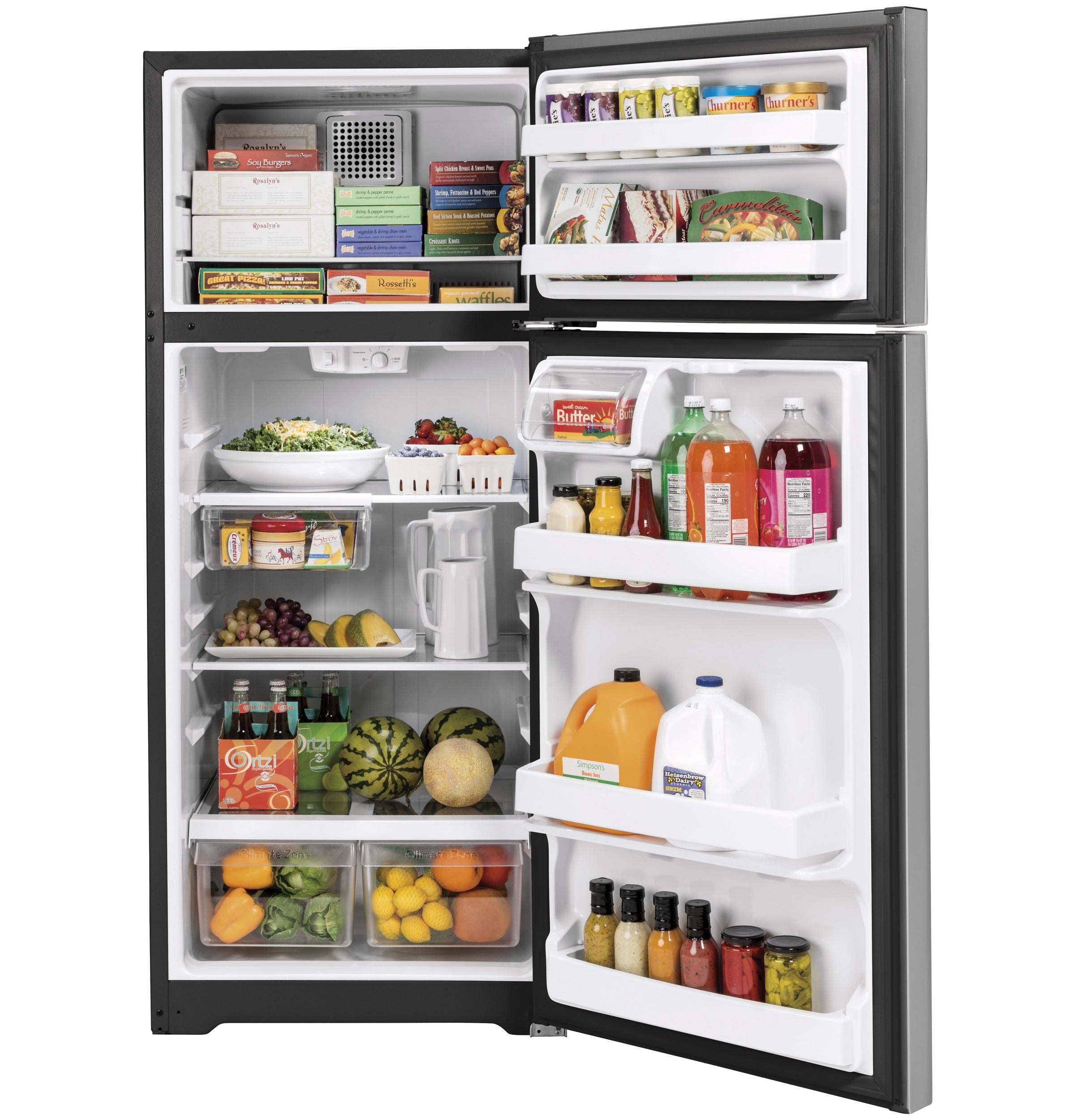 GE STAINLESS 17.5CU TOP FREEZER REFRIGERATOR - Pearl Silver - Refrigerators - Additional View 1