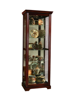 Pulaski Furniture - VICTORIAN CHERRY TWO WAY SLIDING DOOR CURIO CABINET - Dark Brown Wood|Glass - Cabinets