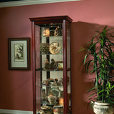 Pulaski Furniture - VICTORIAN CHERRY TWO WAY SLIDING DOOR CURIO CABINET - Dark Brown Wood|Glass - Cabinets - Additional View 5