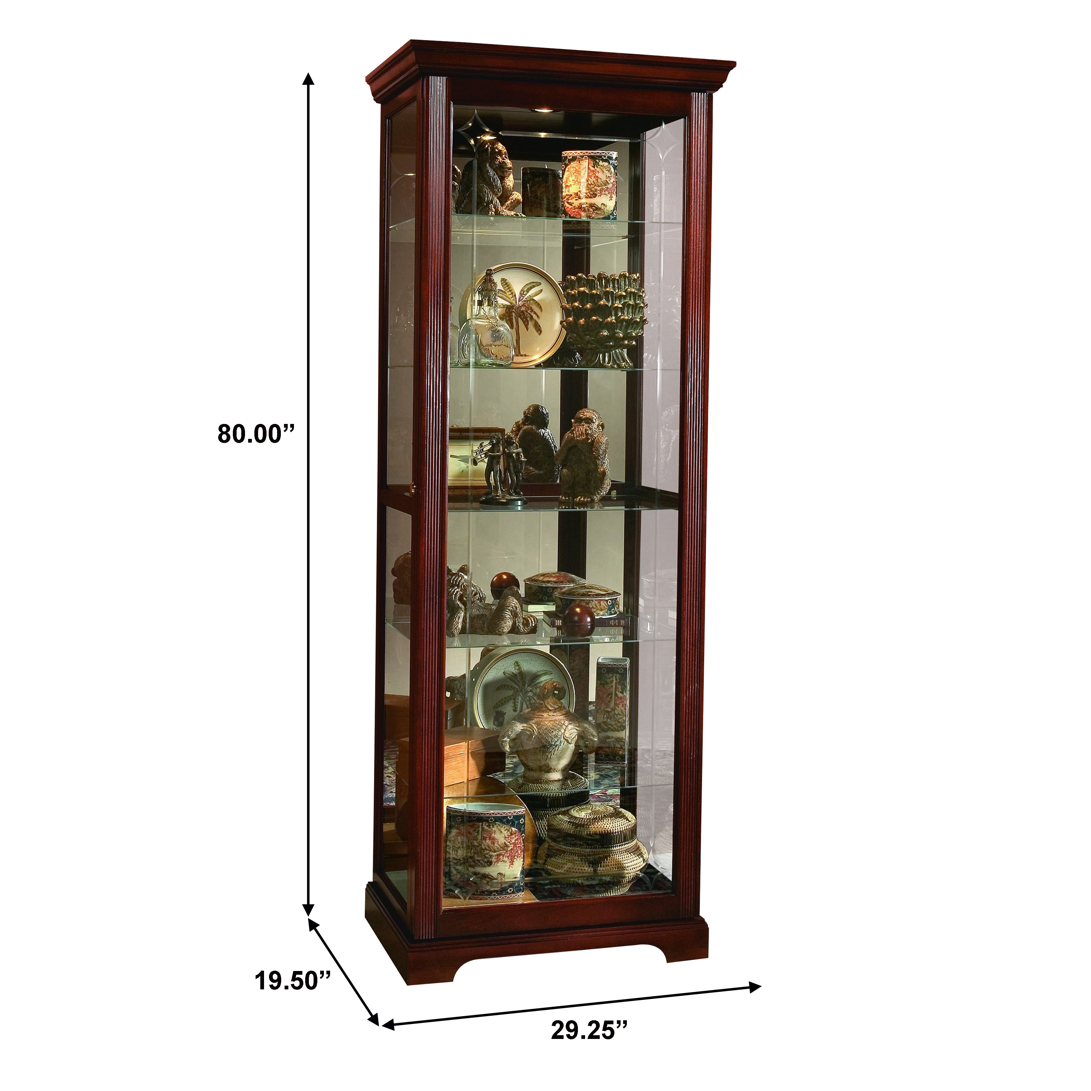 Pulaski Furniture - VICTORIAN CHERRY TWO WAY SLIDING DOOR CURIO CABINET - Dark Brown Wood|Glass - Cabinets - Additional View 6
