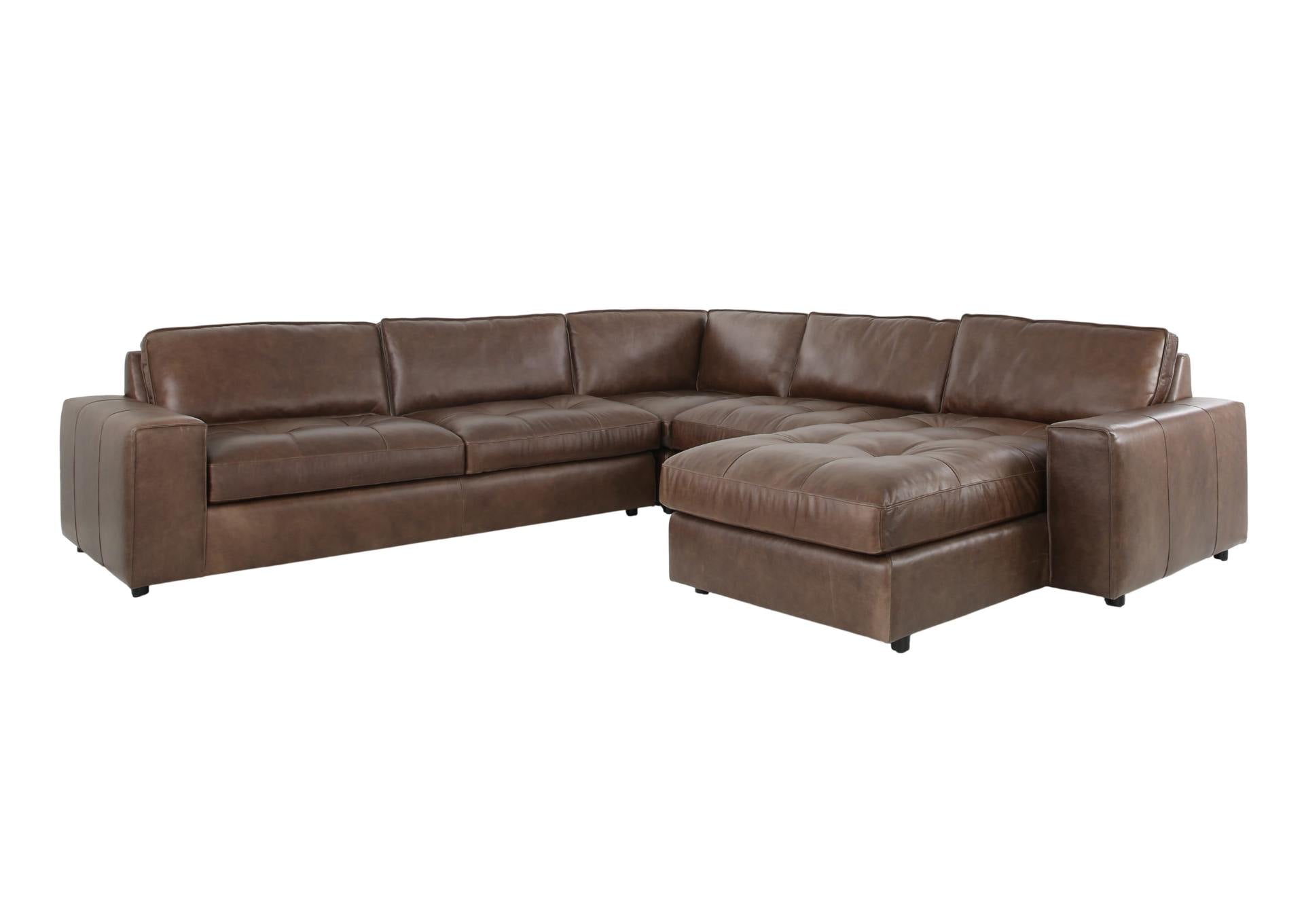 NESTOR BROWN LEATHER 5 PIECE SECTIONAL