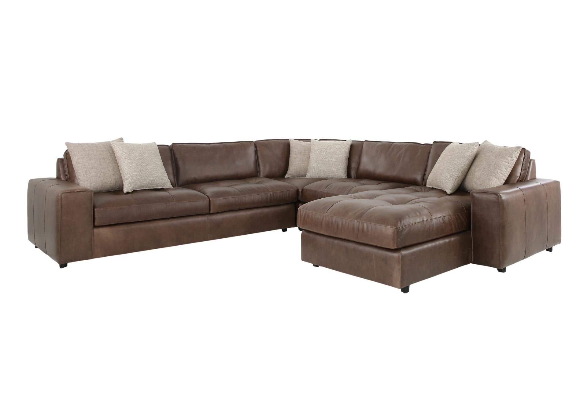 NESTOR BROWN LEATHER 5 PIECE SECTIONAL - Additional View 1