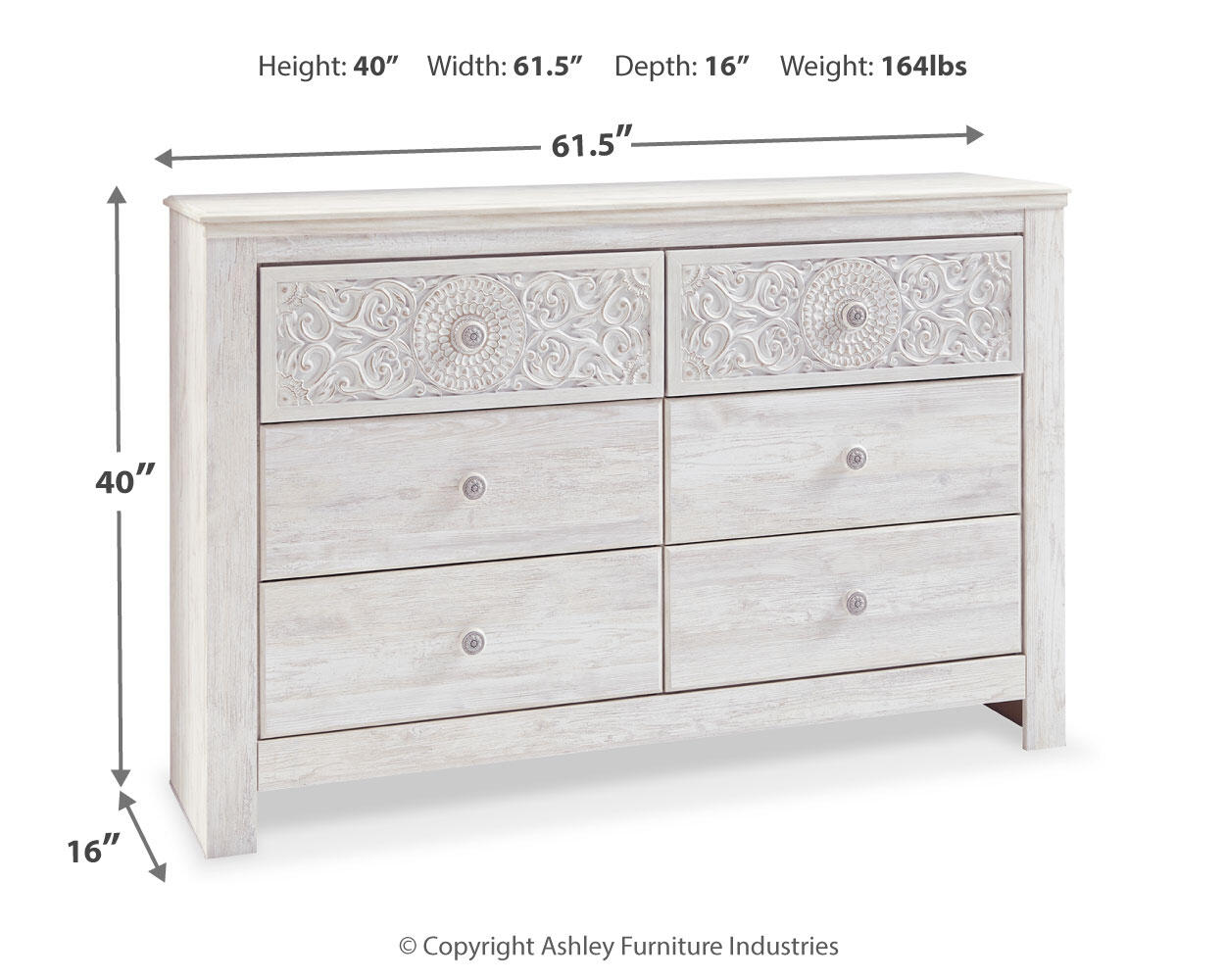 Ashley Furniture - Paxberry Dresser - White Wood - Dresser & Mirror - Additional View 6