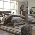 Ashley Furniture - Derekson Queen Panel Bed - Grey - Dark Gray Wood - Beds - Additional View 4