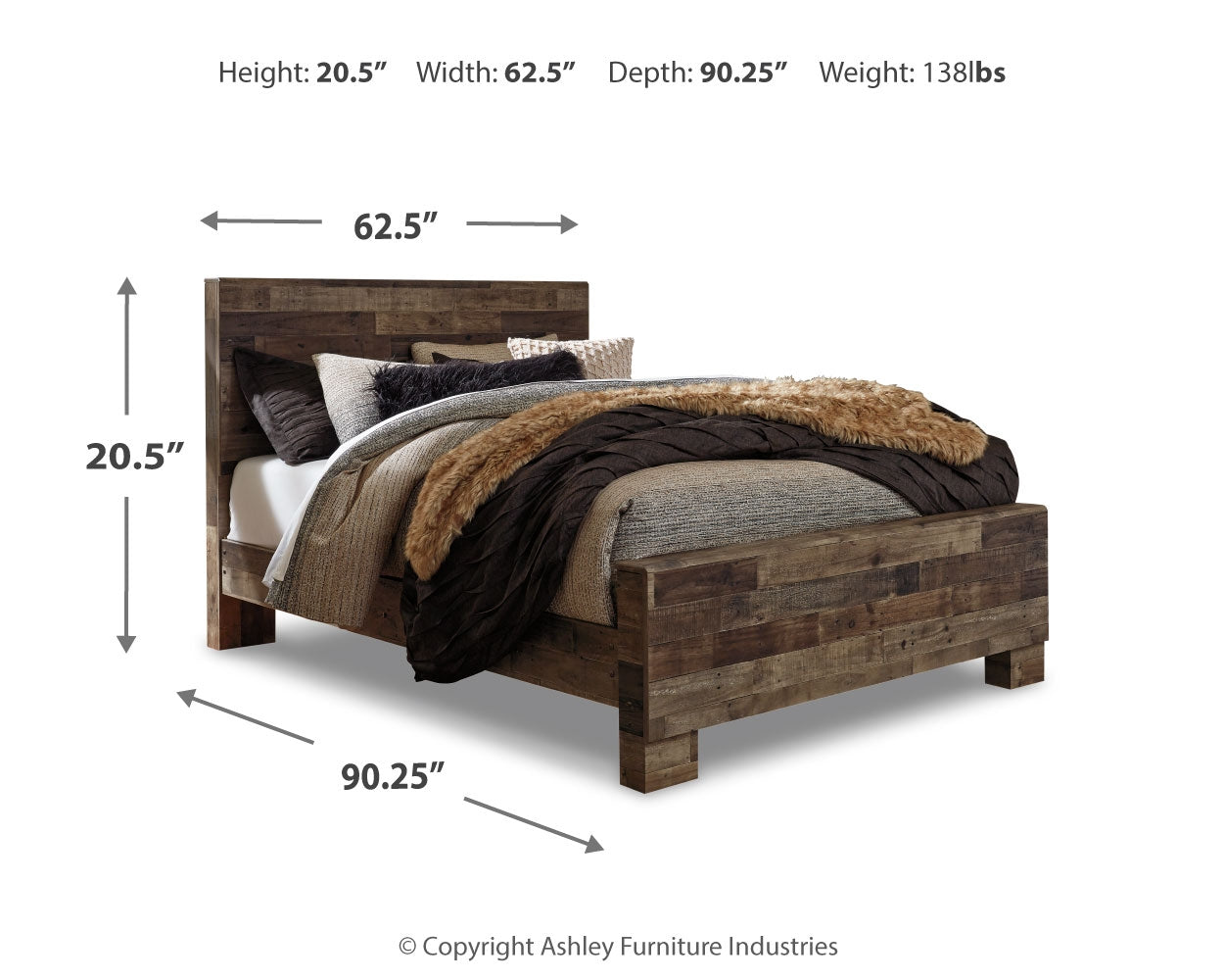 Ashley Furniture - Derekson Queen Panel Bed - Grey - Dark Gray Wood - Beds - Additional View 6