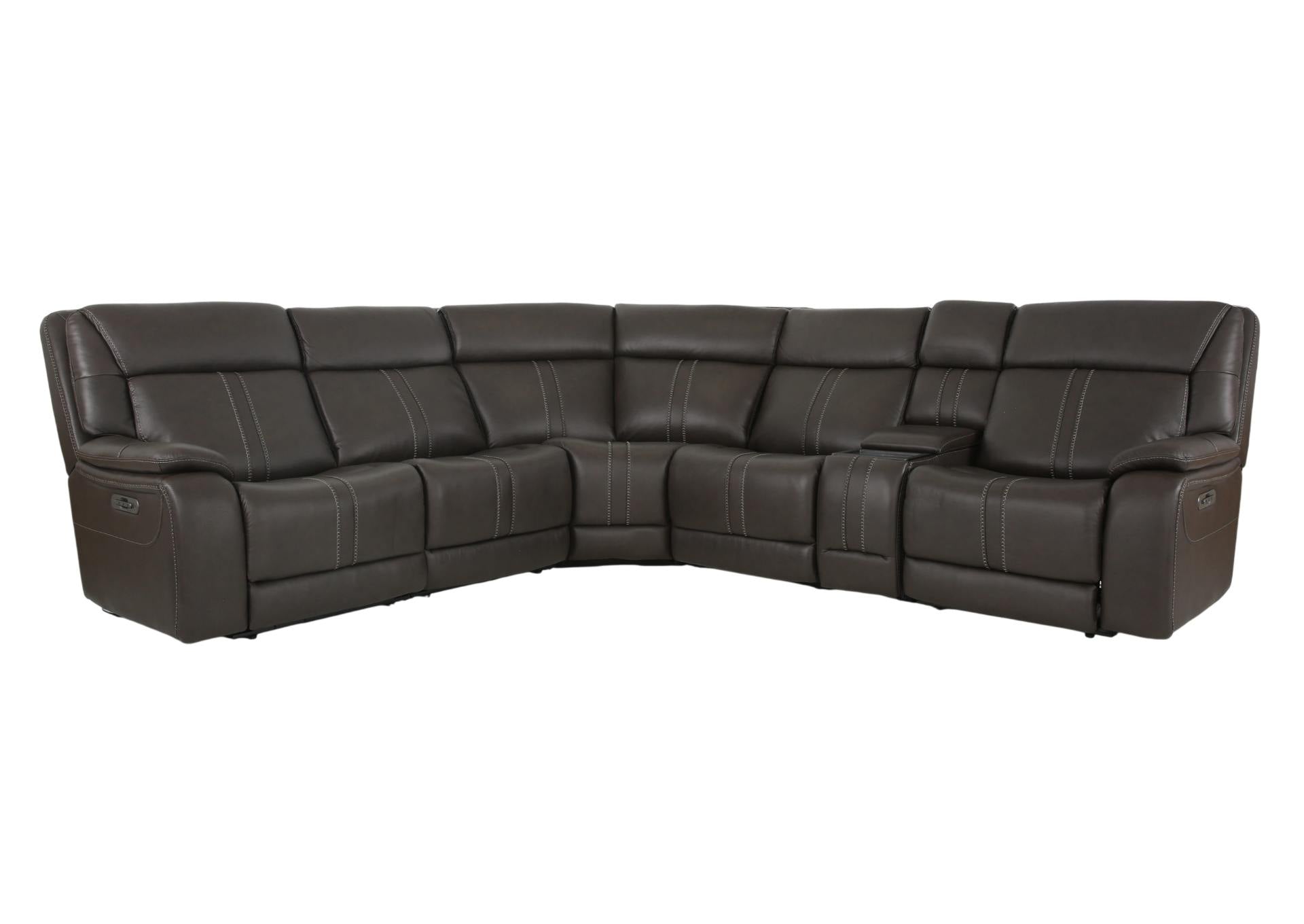 XARA EARTH LEATHER 6 PIECE POWER SECTIONAL