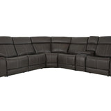 XARA EARTH LEATHER 6 PIECE POWER SECTIONAL