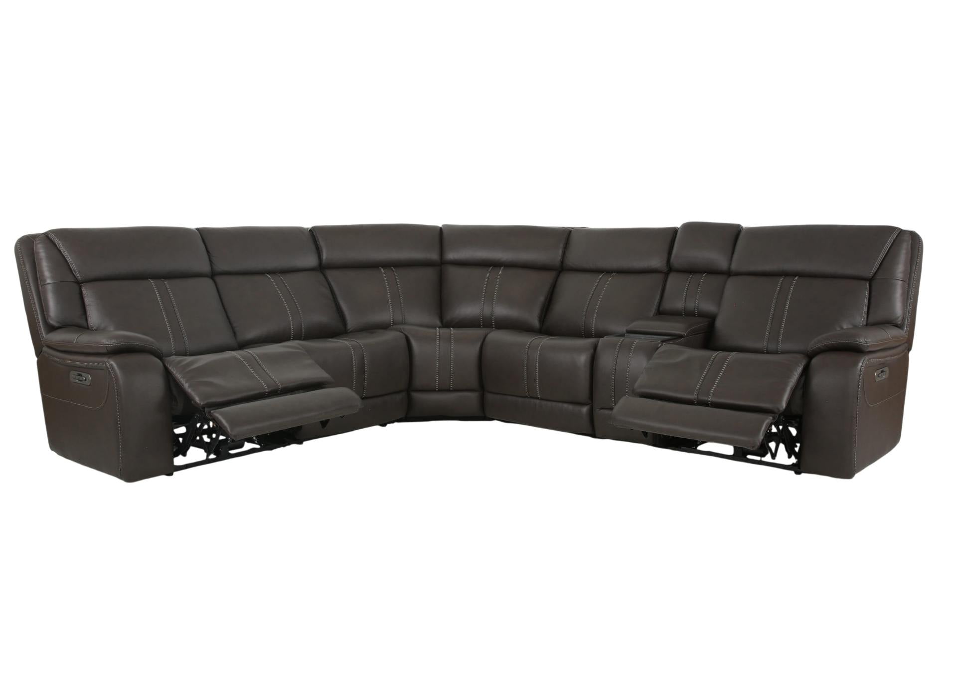 XARA EARTH LEATHER 6 PIECE POWER SECTIONAL - Additional View 1