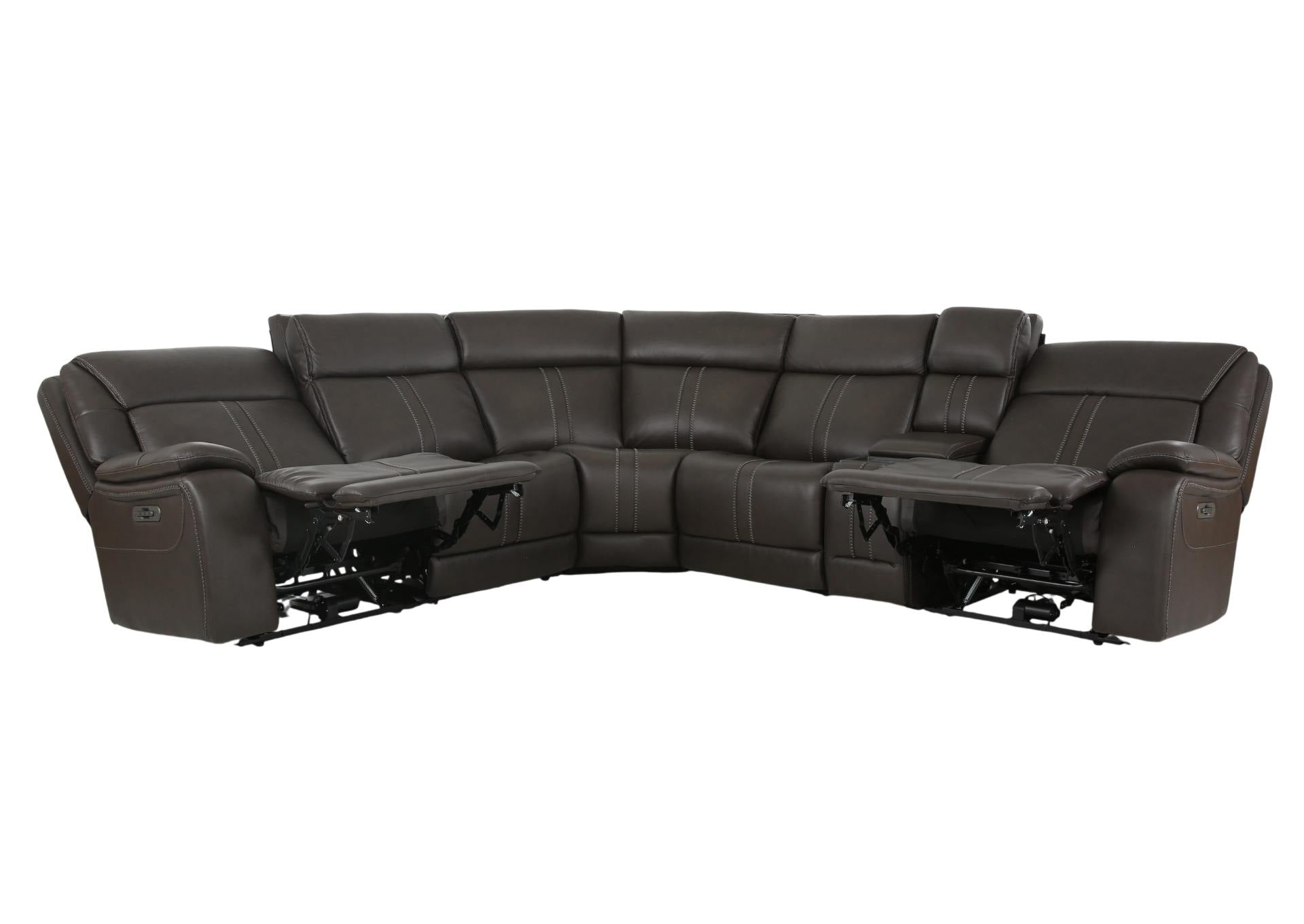 XARA EARTH LEATHER 6 PIECE POWER SECTIONAL - Additional View 2