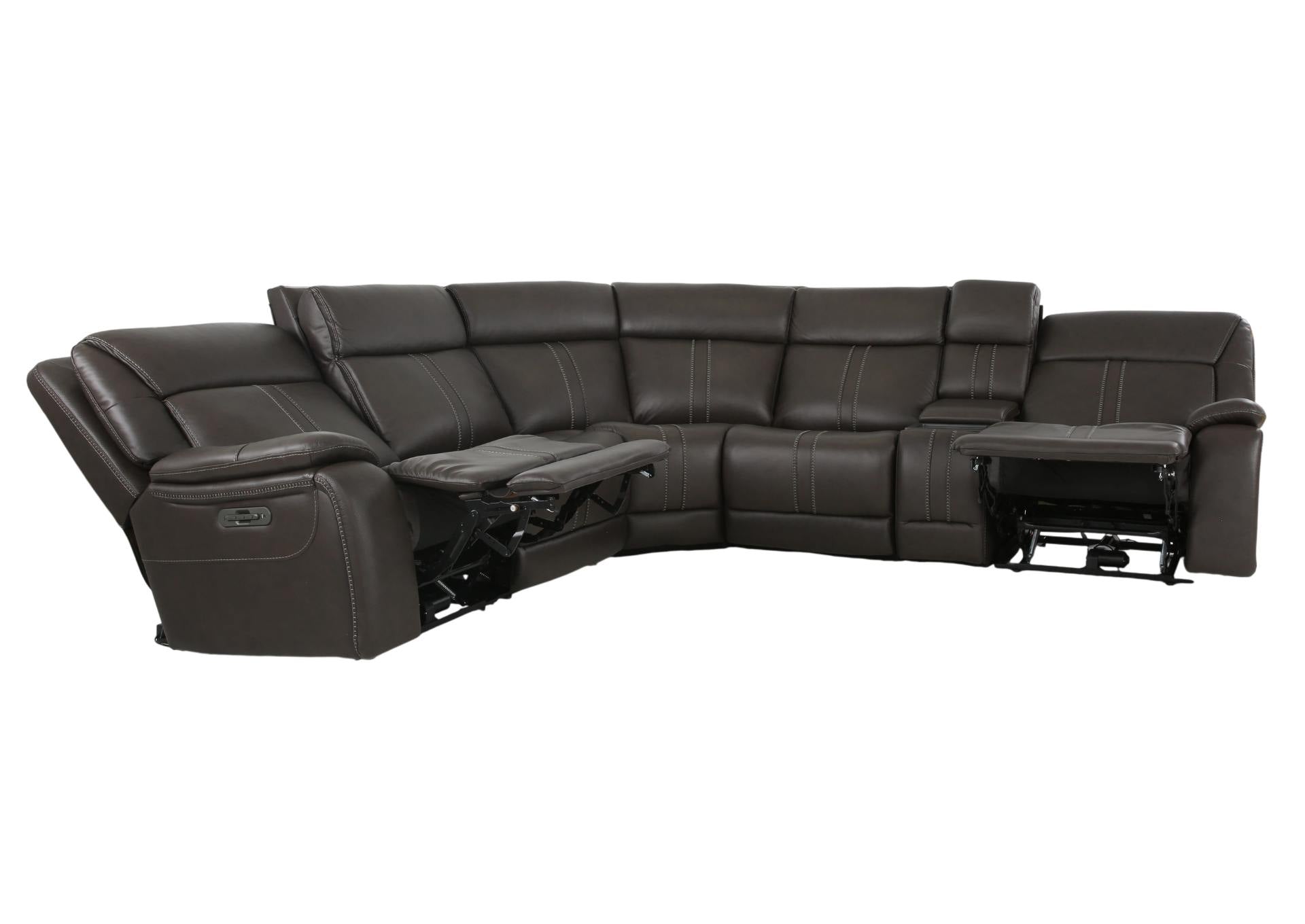 XARA EARTH LEATHER 6 PIECE POWER SECTIONAL - Additional View 3
