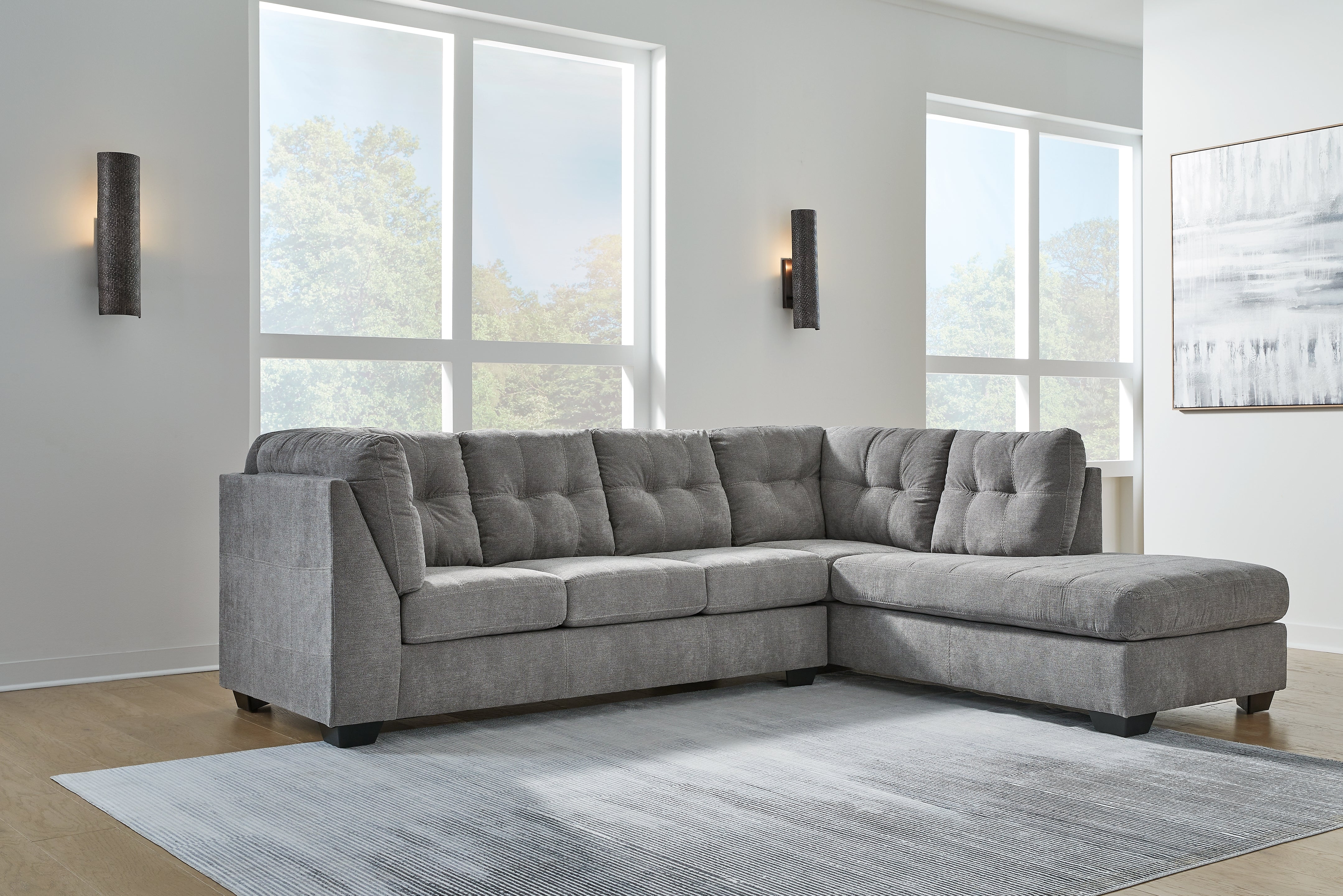 Ashley Furniture - Marrelton 2 Piece Sectional - Gray - Dark Gray Fabric - Sectionals - Additional View 2