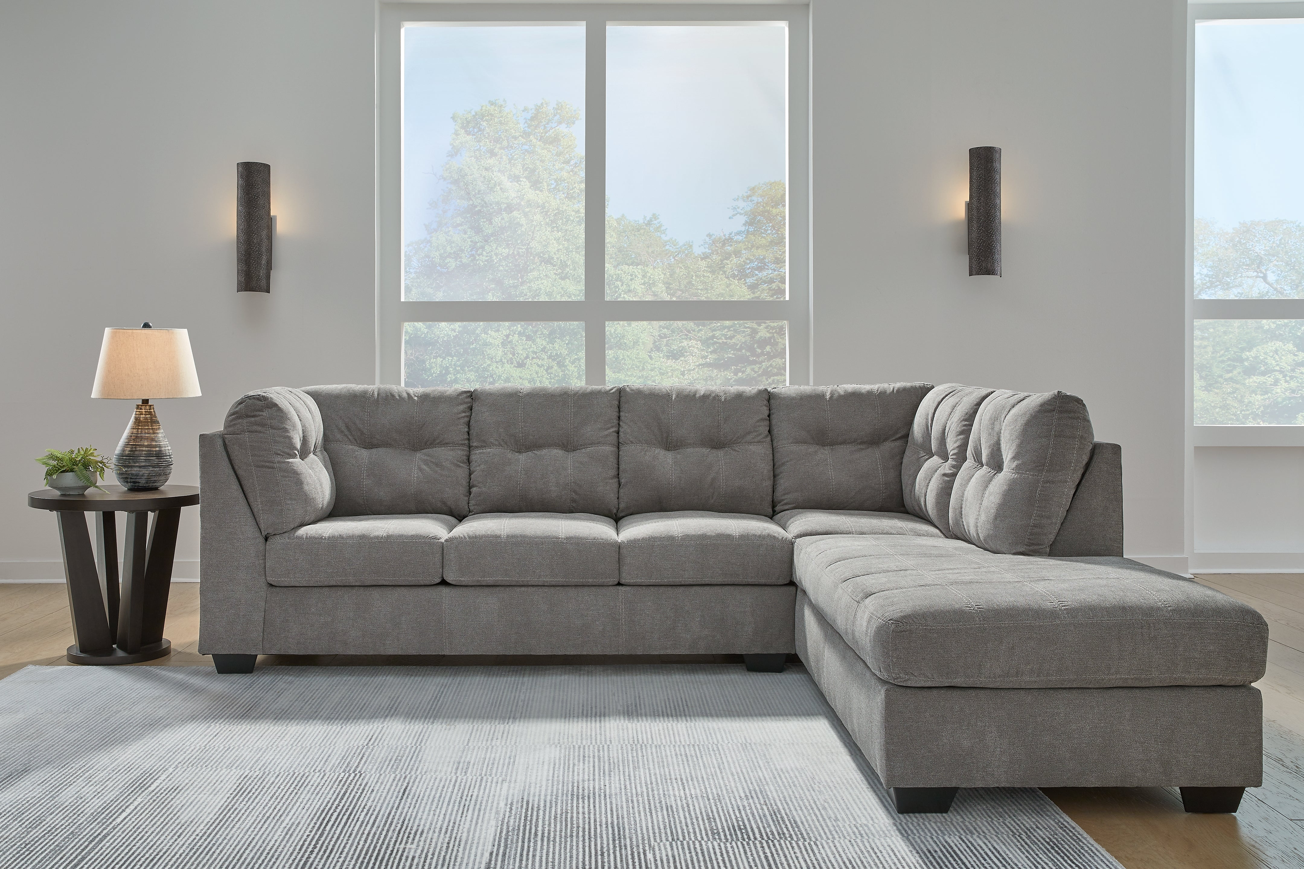 Ashley Furniture - Marrelton 2 Piece Sectional - Gray - Dark Gray Fabric - Sectionals - Additional View 4