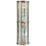 Pfc Curios Lighted Half Round 5 Shelf Curio Cabinet - Aged Silver