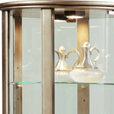 Pfc Curios Lighted Half Round 5 Shelf Curio Cabinet - Aged Silver