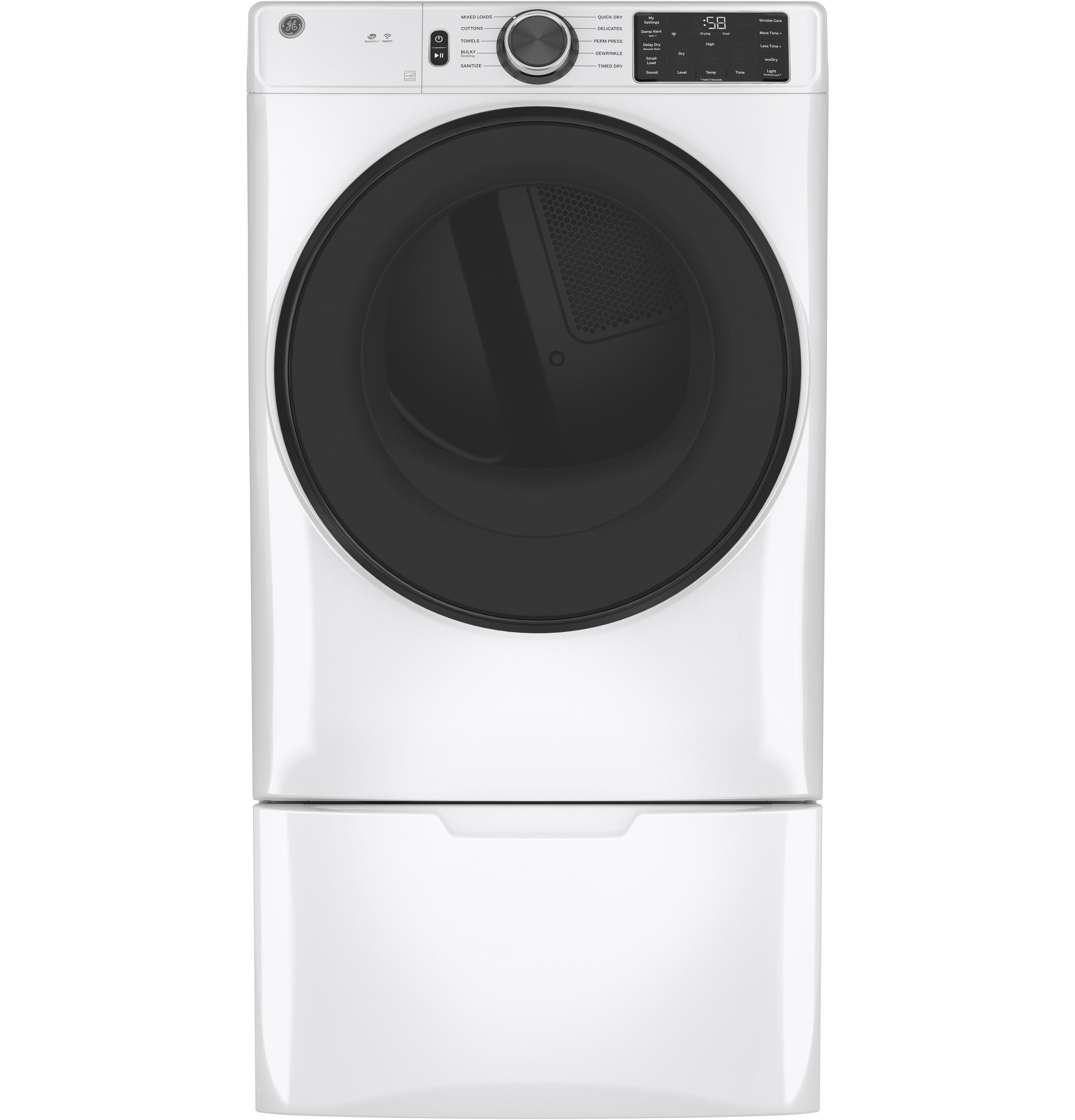 GE WHITE 7.8CU FRONT LOAD DRYER - White|Black - Dryers - Additional View 1
