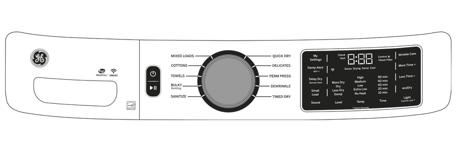 GE WHITE 7.8CU FRONT LOAD DRYER - White|Black - Dryers - Additional View 27